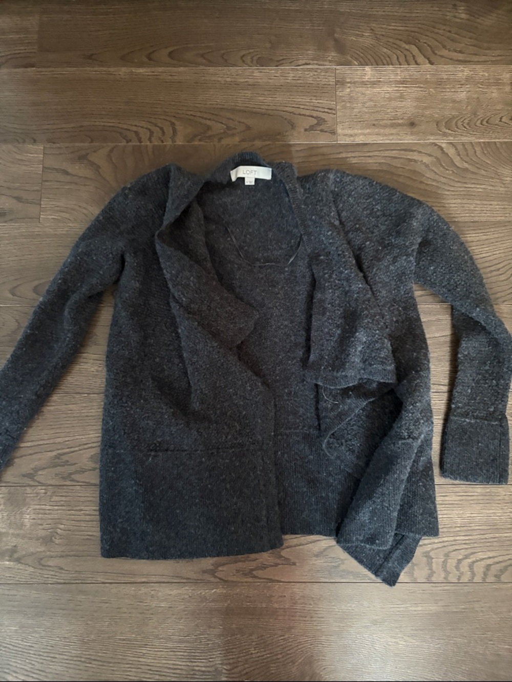LOFT Charcoal Gray Open-Front Women's Cardigan